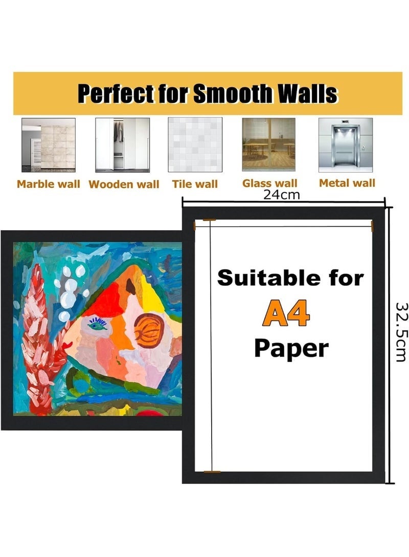 10Pack A4 Self Adhesive Magnetic Display Frame, Magnetic Paper Holder for License, Photos, Documents (Black) - Image 3